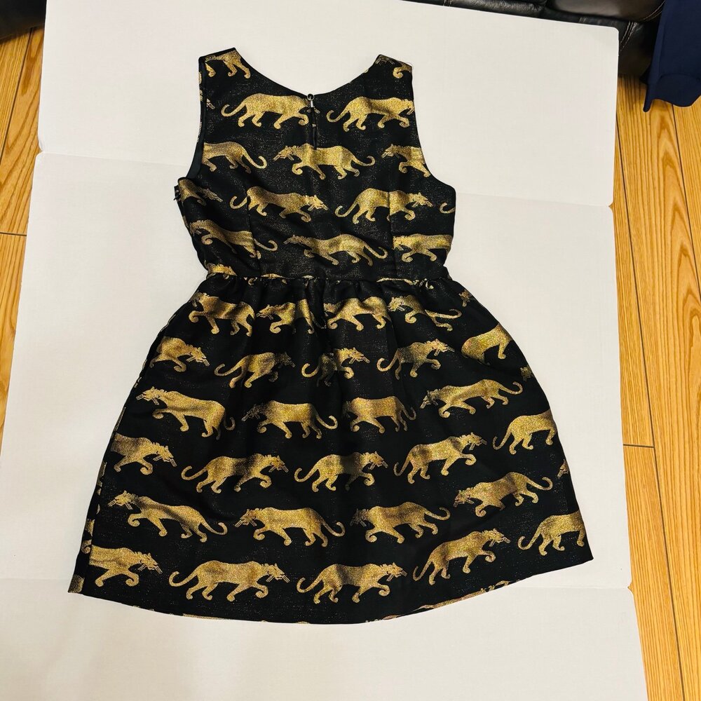 Eyedoll Golden Panther black sleeveless midi Dress from Anthropologie sz 10 - Picture 9 of 12